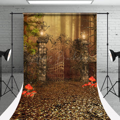 Lofaris Retro Door Plant Autumn Sweep Photography Backdrop