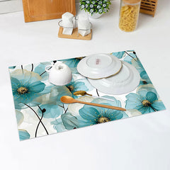 Lofaris Retro Elegant Blue Floral Dining Set Of 4 Placemats