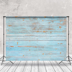 Lofaris Retro Faded Blue Horizontal Stripe Wood Backdrop