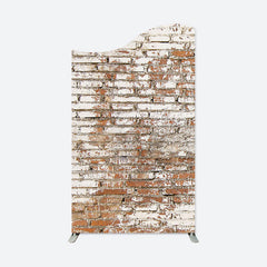 Lofaris Retro Faded White Red Brick Wall Wavy Arch Backdrop