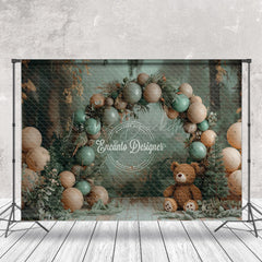 Lofaris Retro Floor Balloons Bear Plant Cake Smash Backdrop