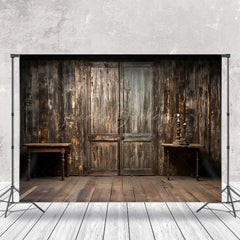 Lofaris Retro Floor Shabby Wooden Barn Door Photo Backdrop