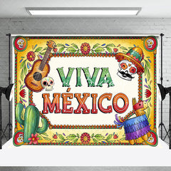 Lofaris Retro Floral Viva Mexico Independence Day Backdrop