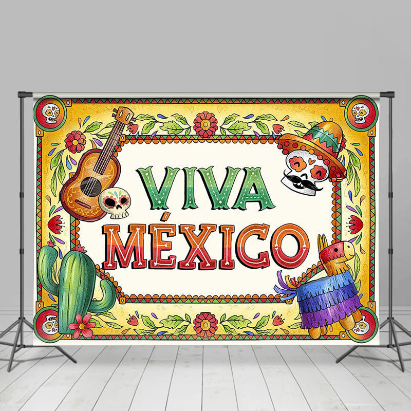 Lofaris Retro Floral Viva Mexico Independence Day Backdrop