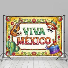 Lofaris Retro Floral Viva Mexico Independence Day Backdrop