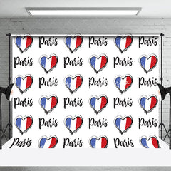 Lofaris Retro French Flag Heart Paris Bastille Day Backdrop