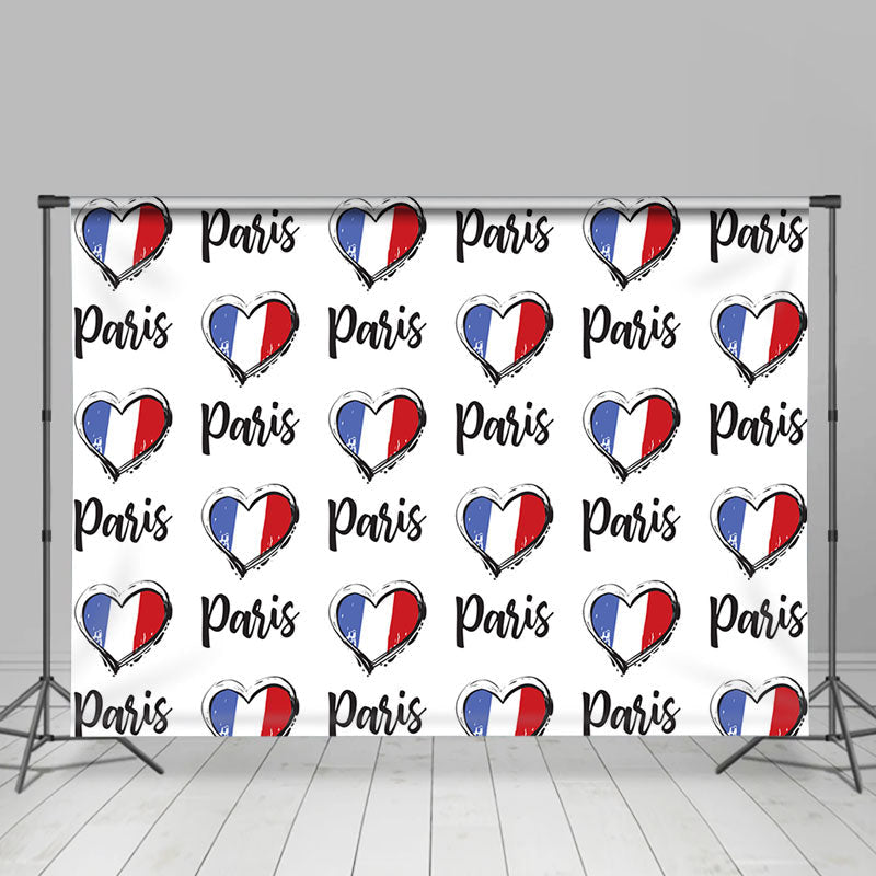 Lofaris Retro French Flag Heart Paris Bastille Day Backdrop