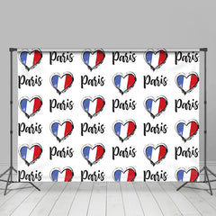 Lofaris Retro French Flag Heart Paris Bastille Day Backdrop