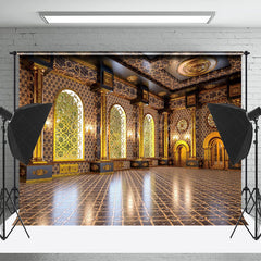 Lofaris Retro Gold Brown Palace Ballroom Backdrop For Photo