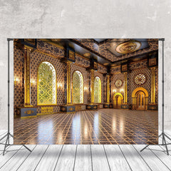 Lofaris Retro Gold Brown Palace Ballroom Backdrop For Photo