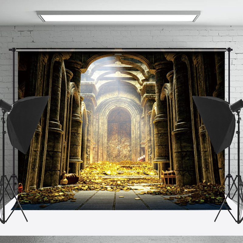 Lofaris Retro Gold Palace Treasure Backdrop For Photography