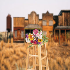 Lofaris Retro Grassland Western Cowboy Architecture Backdrop