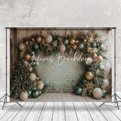 Lofaris Retro Grey Green Wall Balloons Xmas Tree Backdrop