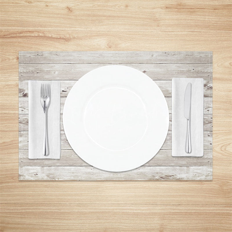 Lofaris Retro Grey Wood Grain Set Of 4 Placemats For Dining