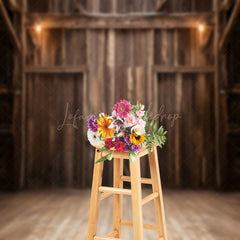 Lofaris Retro Interior Wooden Barn Door Floor Photo Backdrop