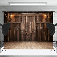 Lofaris Retro Interior Wooden Barn Door Floor Photo Backdrop