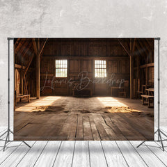 Lofaris Retro Interior Wooden Barn Shadow Photo Backdrop