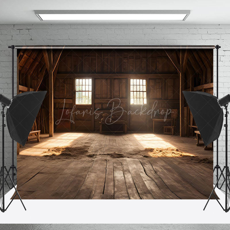 Lofaris Retro Interior Wooden Barn Shadow Photo Backdrop