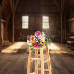 Lofaris Retro Interior Wooden Barn Shadow Photo Backdrop