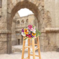 Lofaris Retro Light Brown Brick Ruins Architecture Backdrop