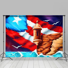 Lofaris Retro Lighthouse Usa Flag Independence Day Backdrop