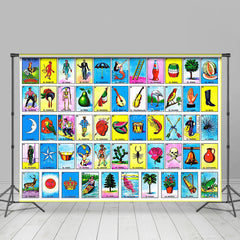 Lofaris Retro Loteria Mexicana Bingo Card Party Backdrop