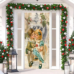 Lofaris Retro Love Floral Couple Kits Valentines Door Cover