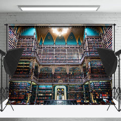 Lofaris Retro Luxury Library Architecture Backdrop For Photo