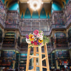 Lofaris Retro Luxury Library Architecture Backdrop For Photo