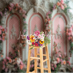 Lofaris Retro Luxury White Pink Floral Wall Wedding Backdrop