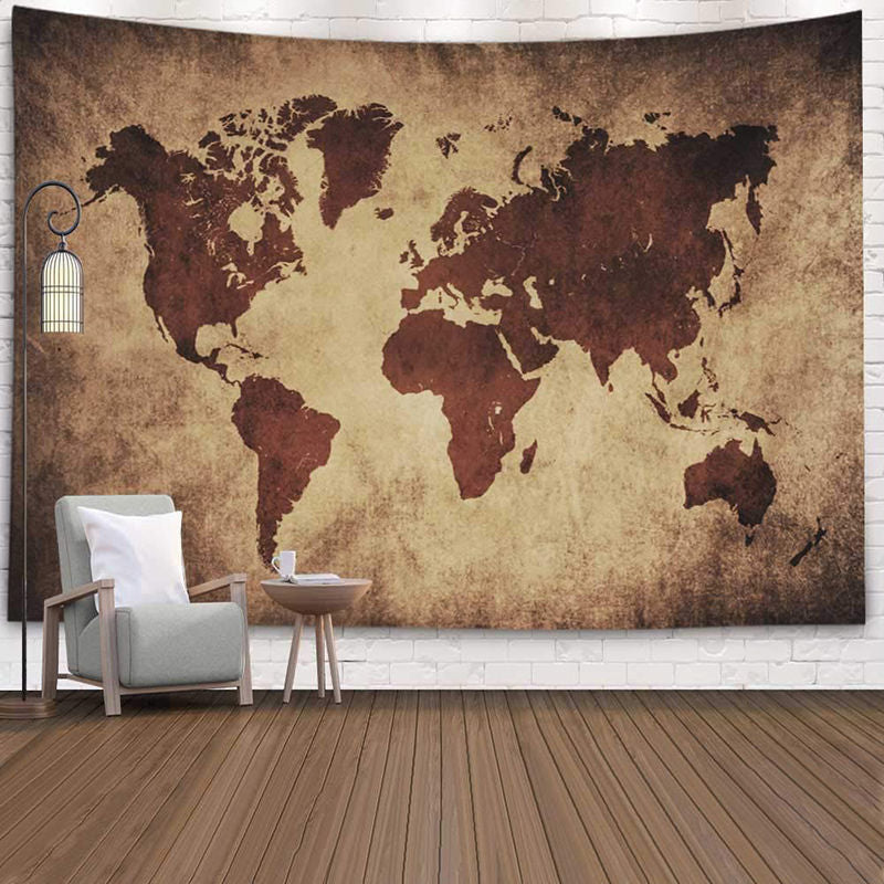 Lofaris Retro Medieval World Continent Contour Map Tapestry