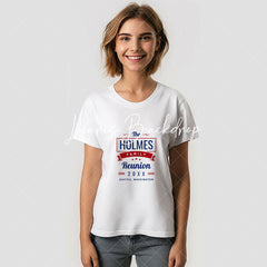 Lofaris Retro Modern Blue Red Custom Family Reunion T-Shirt