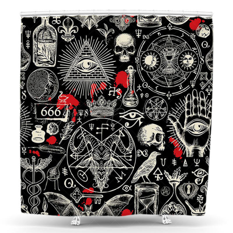 Lofaris Retro Mysterious Black Egypt Alchemy Shower Curtain