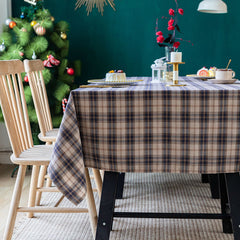 Lofaris Retro Nordic Plaid Grey Check Holiday Tablecloth