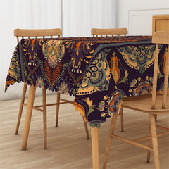 Lofaris Retro Orange Floral Rectangle Tablecloth for Bistro