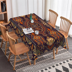 Lofaris Retro Orange Floral Rectangle Tablecloth for Bistro