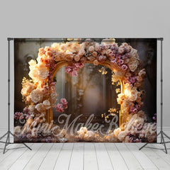 Lofaris Retro Palace Floral Arch Door Bokeh Flower Backdrop