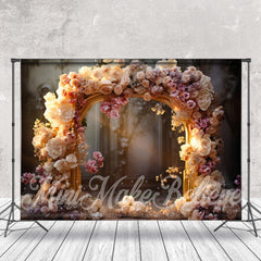 Lofaris Retro Palace Floral Arch Door Bokeh Flower Backdrop