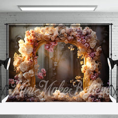 Lofaris Retro Palace Floral Arch Door Bokeh Flower Backdrop