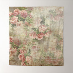 Lofaris Retro Pink Floral Fabric Fine Art Backdrop For Photo