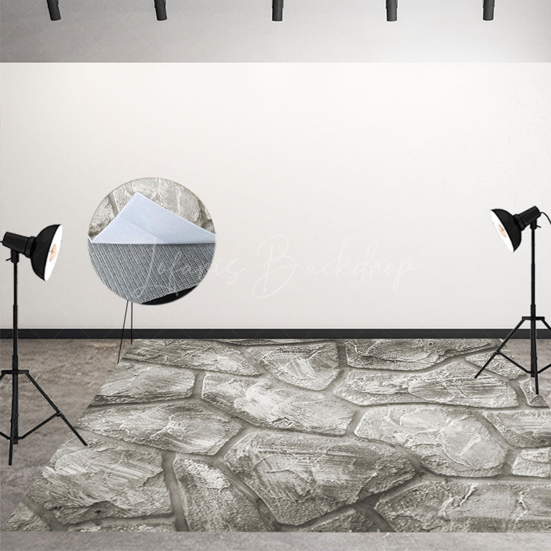 Lofaris Retro Realistic Grey Stone Texture Photo Floor Mat