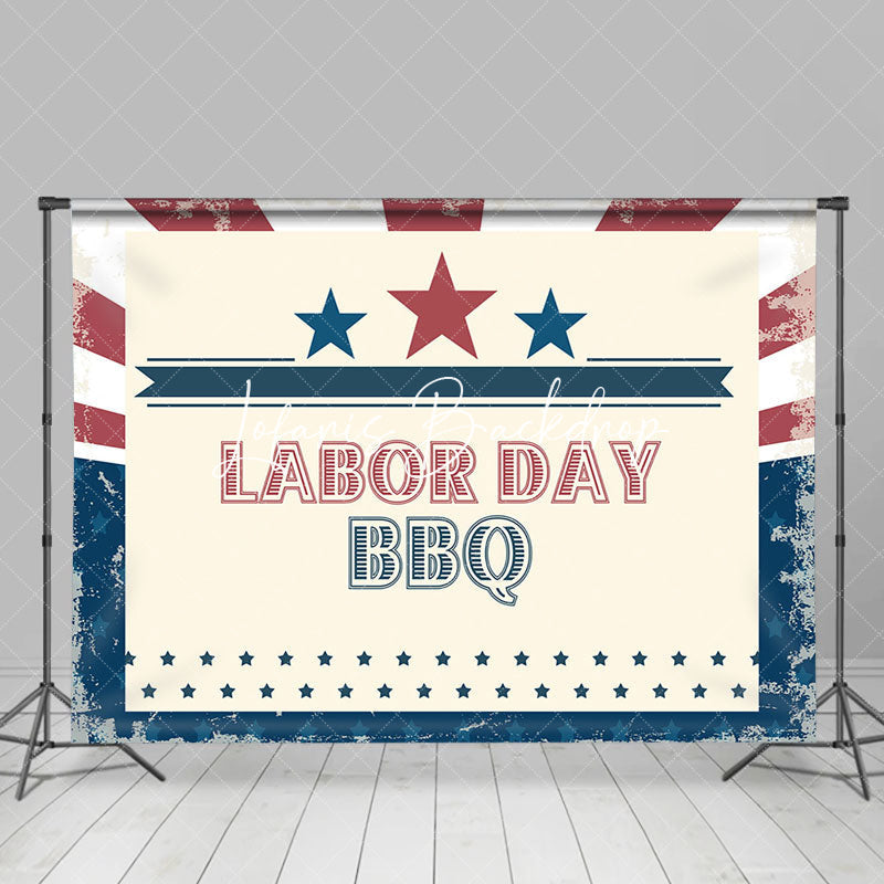 Lofaris Retro Red Blue Stars Labor Day Bbq Party Backdrop