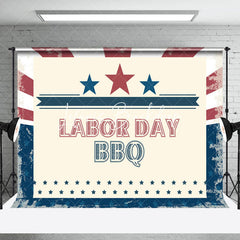 Lofaris Retro Red Blue Stars Labor Day Bbq Party Backdrop