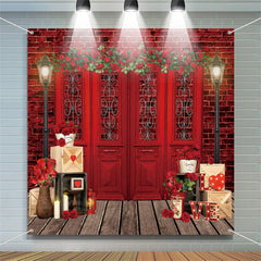 Lofaris Retro Red Brick Wall Floral Valentines Day Backdrop