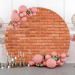 Lofaris Retro Red Brick Wall Texture Round Birthday Backdrop