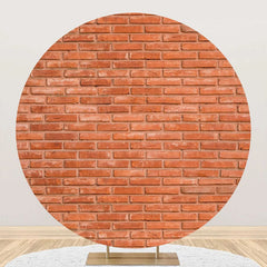 Lofaris Retro Red Brick Wall Texture Round Birthday Backdrop