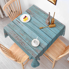 Lofaris Retro Red Cracks Blue Plank Rectangle Tablecloth