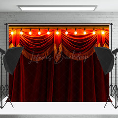 Lofaris Retro Red Curtain Light Circus Photography Backdrop