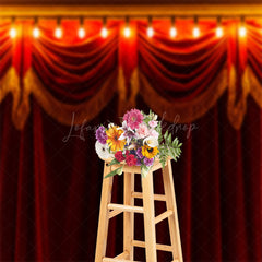 Lofaris Retro Red Curtain Light Circus Photography Backdrop