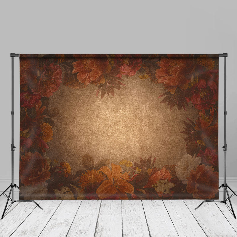 Lofaris Retro Red Gradient Overlay Floral Fine Art Backdrop